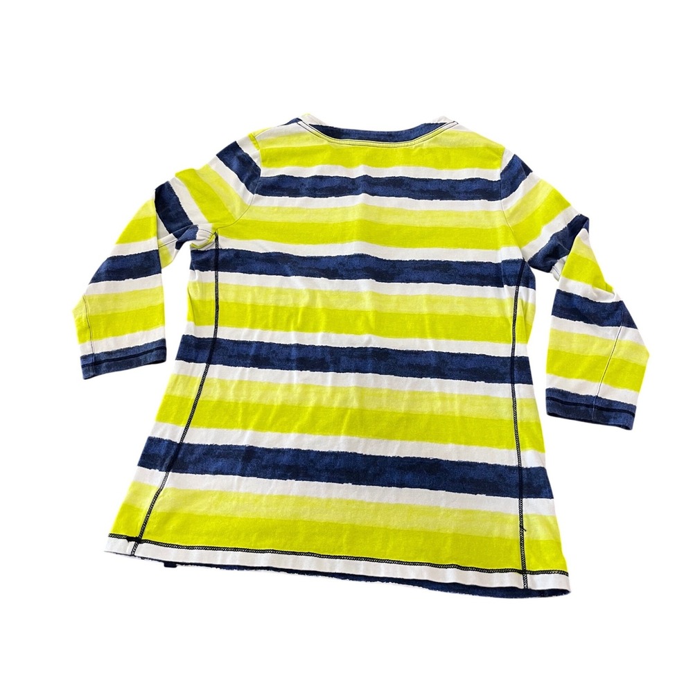 Lauren Ralph Lauren Pullover Women Large Lime Navy 3/4 Sleeve Stripe Zip Top - Picture 10 of 10